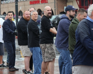 Annapolis Mayor Mike Pantelides (far left) was recruited from the crowd to join the downtown Annapolis bars' unsuccessful tuggers.